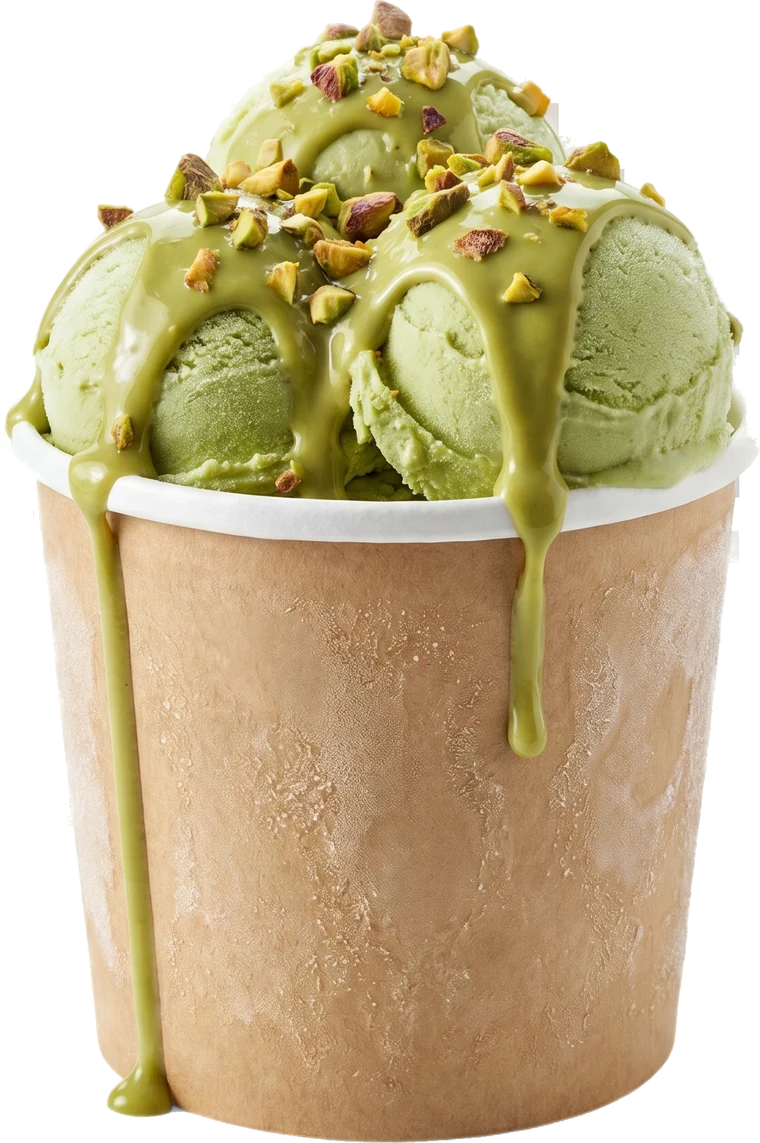 Tarrina de helado de pistacho
